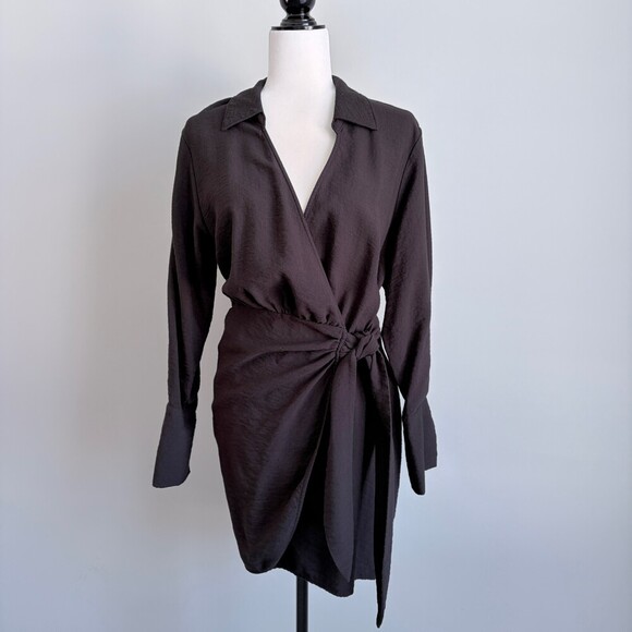 H&M Dresses & Skirts - H&M Wrap Dress Mini Deep V Black Cocktail Party Date Night Size Small